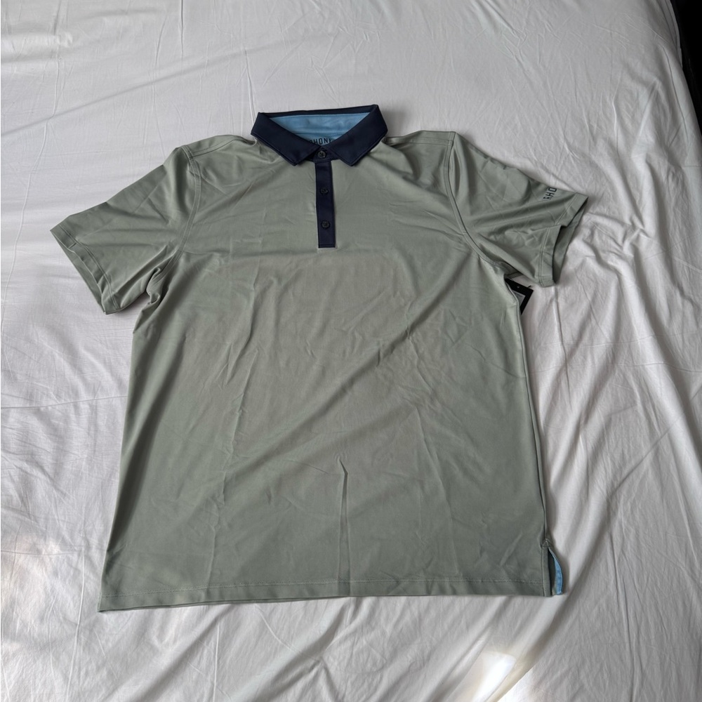 Rhône Golf Sport Polo Mens Large Seagrass Green Performance Shirt NWT UPF50